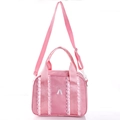 Pink ballet dance bag for girls with lace ruffles and ballet shoe embroidery details - Pink Handbag-Dance Embroidery