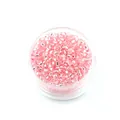 DIY 2mm pink silver-lined glass seed beads in a transparent round storage box - Pink