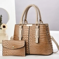 Ensemble de sacs à main à motif crocodile avec pochette enveloppe assortie en marron élégant - Khaki Motif Crocodile (A92115)