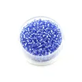 Royal blue glass seed beads for DIY jewelry making in a round transparent plastic container - Light Blue