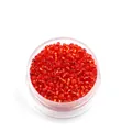 Vibrant red 2mm glass seed beads in a transparent round storage box for DIY jewelry - Red