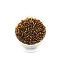 Deep amber 2mm glass seed beads in a round storage container for DIY jewelry making - Dark Amber