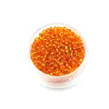 Orange 2mm glass seed beads with silver lining in a clear round container for DIY crafts - Orange