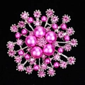 Squisita spilla a fiocco di neve argento con perle rosa e cristalli su fondo nero - Rosso Rosa (Forma di Rosa) (AA075-C)