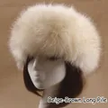Toque russe en fausse fourrure pour femme en peluche épaisse couleur beige marron - Taille unique / Beige Brun
