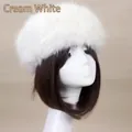 Colbacco in finta pelliccia beige, cappello invernale russo spesso e caldo da donna - Taglia unica / Bianco Sporco