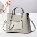 Minimalist color-block tote bag with textured surface and Fashion Queen metallic accent - Gray