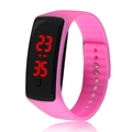 Fashionable bright pink LED sports watch with silicone strap and digital display - Pink