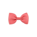 Detail of coral pink grosgrain ribbon bow hair clip with textured fabric finish - Coral Pink