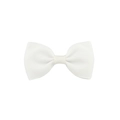 Classic white grosgrain ribbon hair bow clip for kids with durable ribbed texture - White