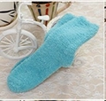 Men's blue coral fleece crew sleeping sock in soft microfiber plush material - Lake Green