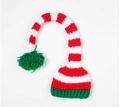 Handmade striped baby Christmas long tail hat with green pompom for photography - Christmas Green Edge Large Size