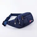Dark blue oxford waist bag for running with three zipped pockets and adjustable strap - 17" / Dark Blue