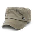 Herren Armycap aus khakifarbener gewaschener Baumwolle mit Vintage Sport-Abzeichen - Armeegrün