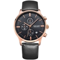 Men's chronograph watch with rose gold case, black dial and leather strap - Black Strap Black Dial Rose Gold Case