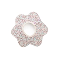 Floral cotton baby bib with 360-degree rotating design in purple and blue flower print - 100% Cotton - Purple Floral Print