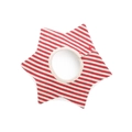 Star-shaped cotton baby bib with red and white horizontal stripes and snap buttons - 100% Cotton - Red Stripes