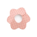 Soft pink cotton baby bib with red polka dots and floral petal shape design - 100% Cotton - Pink Polka Dots