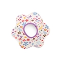 360-degree rotating petal-shaped baby bib with purple trim and cute floral rabbit print - Pure Cotton - Birdsong And Fragrant Flowers