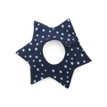 Star shaped navy blue cotton baby bib with light blue stars and snap closure - Pure Cotton - Dark Blue Star