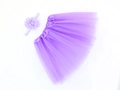 Close-up of purple chiffon tutu skirt and matching floral headband for baby photography - Lavender