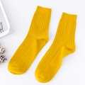 Classic yellow ribbed knit men's cotton socks with vertical stripes for business casual style - One Size / Turmeric