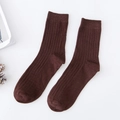 Men's business dark brown vertical striped crew socks made of breathable cotton fabric - One Size / Coffee