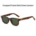 Quadratische Sonnenbrille mit Schildpatt-Rahmen, dunkelgrünen Gläsern und Nieten - Schildpatt Rahmen Dunkelgrüne Linse