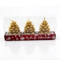 Set of three gold pinecone Christmas candles in a red Merry Christmas gift box - Pinecone (Set of 3)