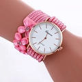 Geneva women's rose gold watch with pink multi-wrap bracelet and sparkling floral accents - Pink