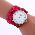 Fashion rose gold watch with fuchsia floral bracelet and sparkling diamond accents - Rose Red