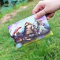 Cartoon girl and circus tent print mini wallet with zipper closure in hand - Pattern 8