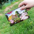 Cute cartoon bear forest print mini square coin purse with secure zipper closure - Pattern 15
