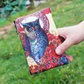 Artistic owl print mini purse with canvas texture and decorative floral patterns - Pattern 22