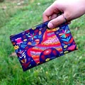 Cartoon 3D ethnic print coin purse with colorful horse and floral patterns in navy blue - Pattern 4