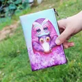 Cartoon owl printed canvas coin purse with durable metal zipper and ring handle - Pattern 19