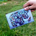 Light blue cartoon elephant print canvas coin purse with zipper for girls - Pattern 2