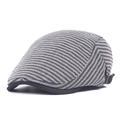 Béret plat rayé gris pour homme avec visière noire et boucle de réglage latérale - Réglable / Gris