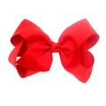 Large 15cm red fabric ribbon hair bow for babies with a double-layered handmade design - Red