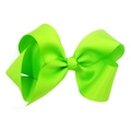 Macro view of a 15cm large grosgrain ribbon hair bow for babies in bright red - Green