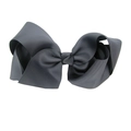 Macro shot of 15cm oversized dark grey fabric hair bow with distinct texture detail - Dark Gray