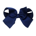 Detailed macro view of dark blue 15cm grosgrain ribbon hair bow for babies - Navy Blue