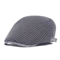 Béret classique à rayures grises et noires pour hommes avec boucle réglable latérale - Réglable / Noir