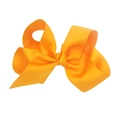 Detailed view of 15cm large orange ribbed grosgrain ribbon hair bow for babies - Orange