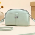 Mint green soft leather mini crossbody bag for women with dual zipper compartments - Mint Green
