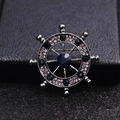 Zilveren roer broche met donkerblauwe strass steentjes voor heren kostuum - Donkerblauwe Strass (Gunmetal Basis)