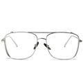 Lunettes de soleil aviateur oversize en métal argenté avec double pont et verres carrés - Argent (Monture Argent C1)