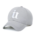Classic mid-grey cotton baseball cap with white embroidered U letter for men and women - Standard / Light Gray