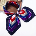 Silk square scarf with navy and red geometric patterns on a clean white background - 5001 Navy Red Geometric