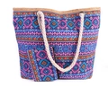 Borsa da spiaggia bohémien colorata in tela con mini borsellino e manici in corda - Etnico Viola